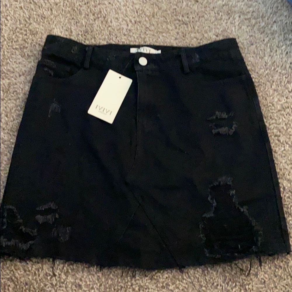 Black denim skirt